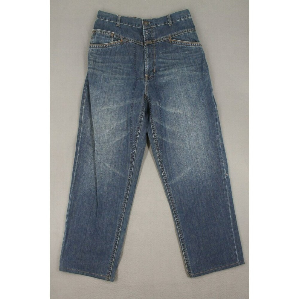 Marithe Francois Girbaud Mens 36x30 Straight Baggy Blue Denim Dark Wash Jeans